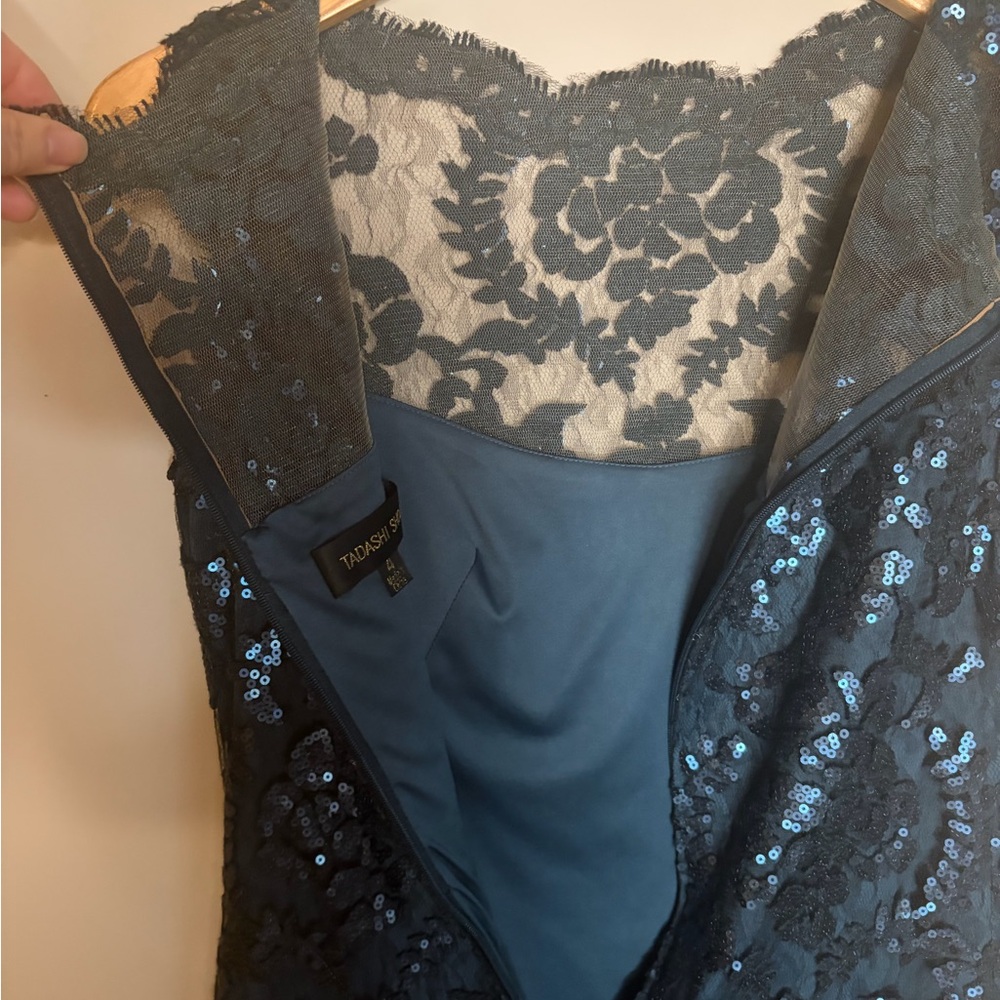 Tadashi Shoji Dress, Teal Lace Overlay‎ - Picture 9 of 12